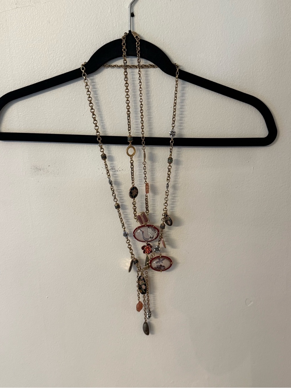 Zara Layered Gold Necklace with Red Accents